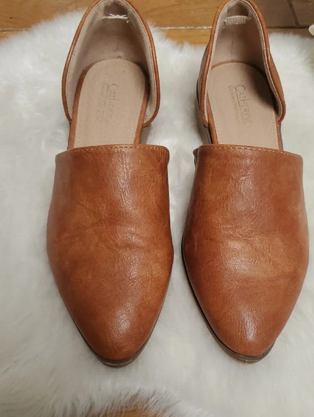 Catherine Malandrino Alaney Tan Cognac Pointed D'Orsay Flats